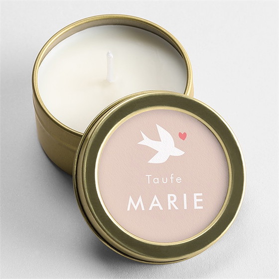 Kerze Taufe Taube Und Blumenkranz