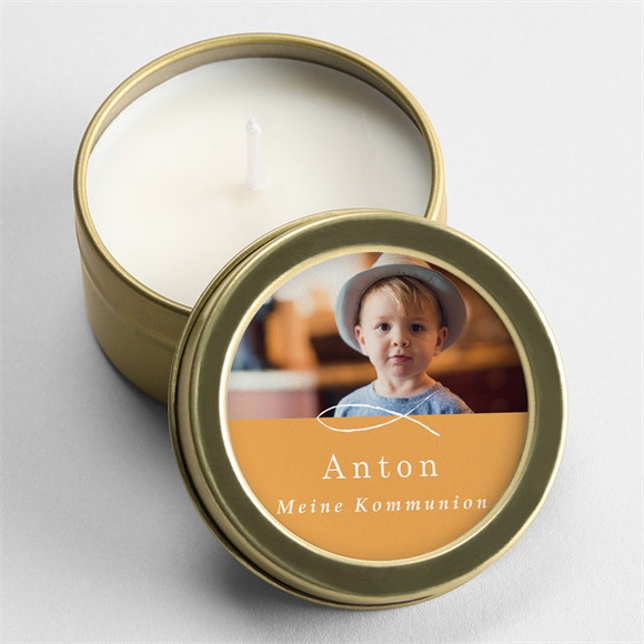 Kerze Kommunion Senfgelb ref.N360481