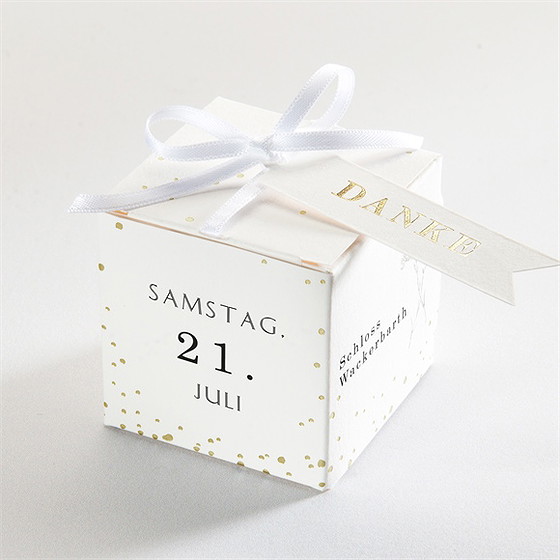 Geschenkbox Hochzeit Einfach Geschmückt - Gold