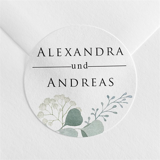 Aufkleber Hochzeit silber-linde