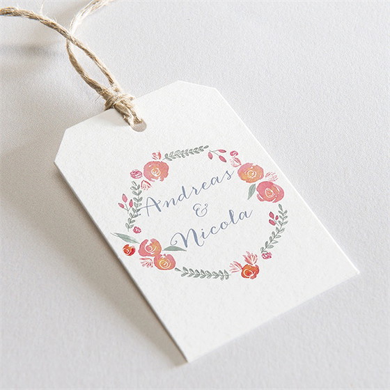 Geschenkanhänger Hochzeit Blumenrahmen