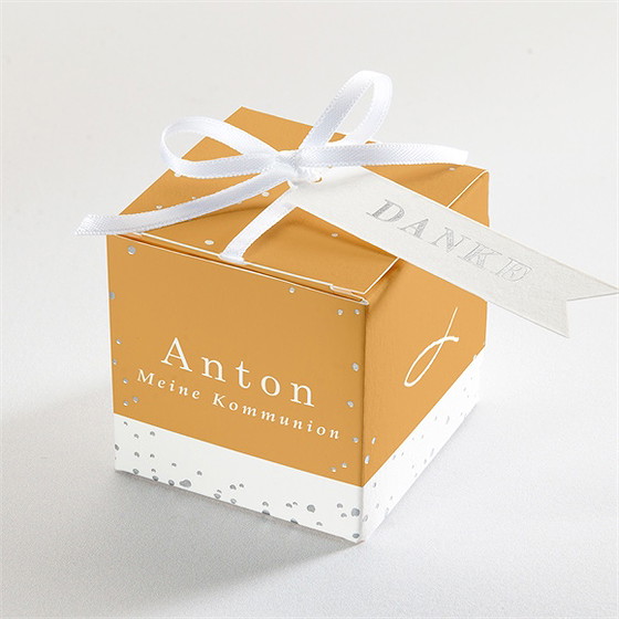 Geschenkbox Kommunion Senfgelb - Silber