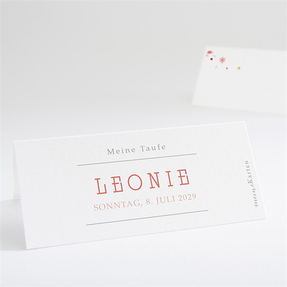 Tischkarte Taufe blühendes glück