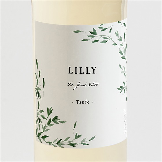 Flaschenetikett Taufe Naturbezogen