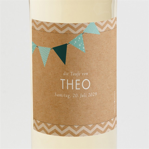 Flaschenetikett Taufe Blaue Girlande ref.N3001568