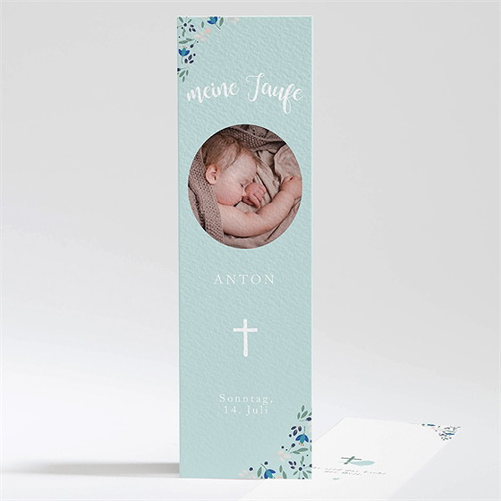 Andenken Taufe Zarte Blaue Blumen