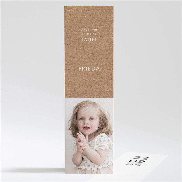 Andenken Taufe Kraftpapier und Pflanzenmotiv ref.N20171
