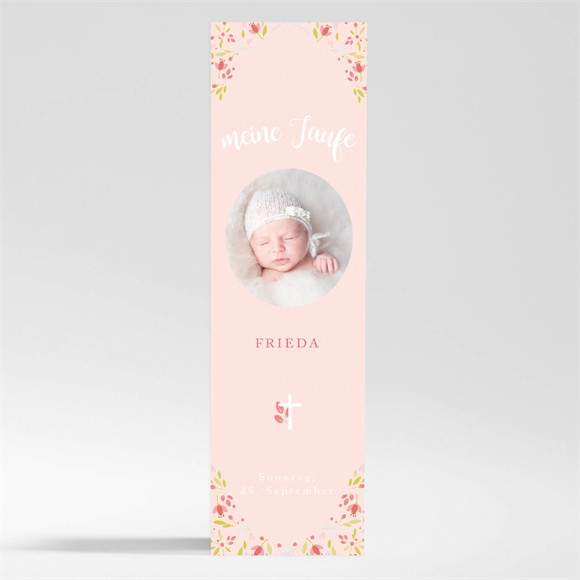 Andenken Taufe Zarte rosa Blumen - Magnet ref.N200410