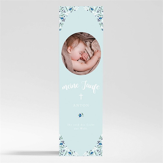 Andenken Taufe Zarte Blaue Blumen - Magnet