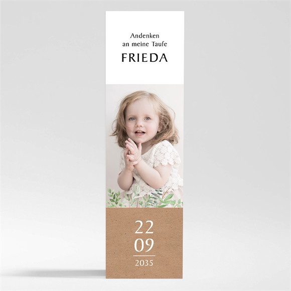 Andenken Taufe Kraftpapier u. Pflanzenmotiv 2 ref.N200433