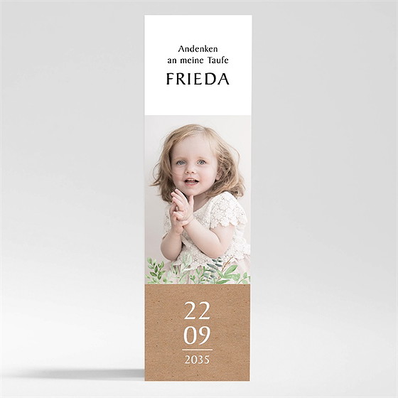 Andenken Taufe kraftpapier u. pflanzenmotiv 2