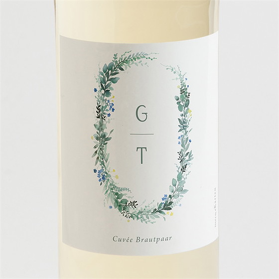 Flaschenetikett Hochzeit Aquarell Poesie Mit Initiale