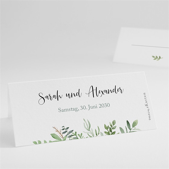 Tischkarte Hochzeit blättertanz