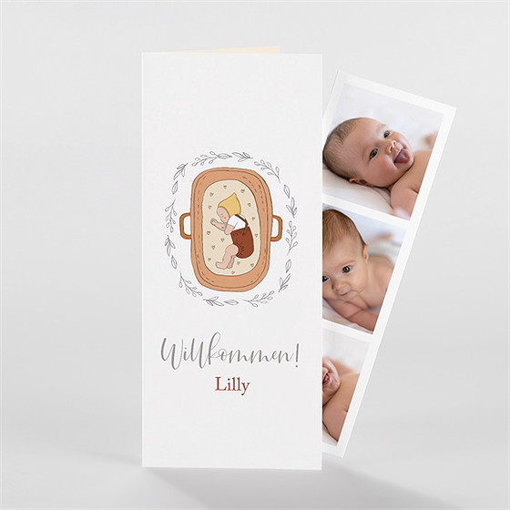 Geburtskarte Kleines Babykörbchen