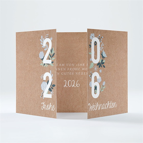 Weihnachtskarte Blumiges Kraftpapier