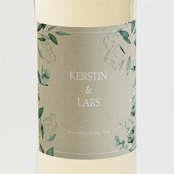 Flaschenetikett Hochzeit Intime Blätterwelt