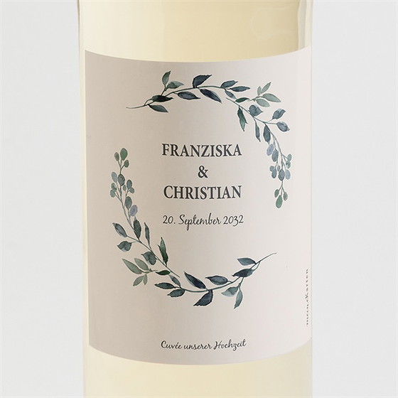 Flaschenetikett Hochzeit schöner glanz