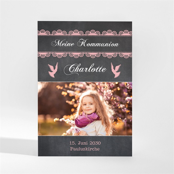 Einladung Kommunion Rosa Taube - Magnet ref.N210105
