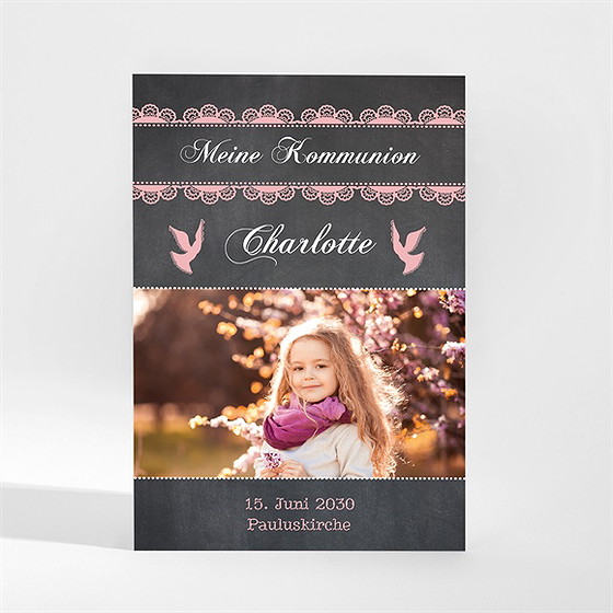 Einladung Kommunion Rosa Taube - Magnet