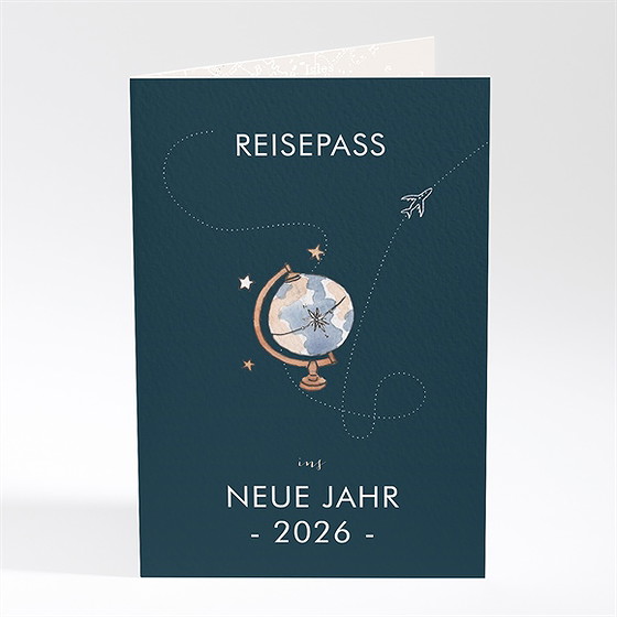 Weihnachtskarte reisepass ins neue jahr
