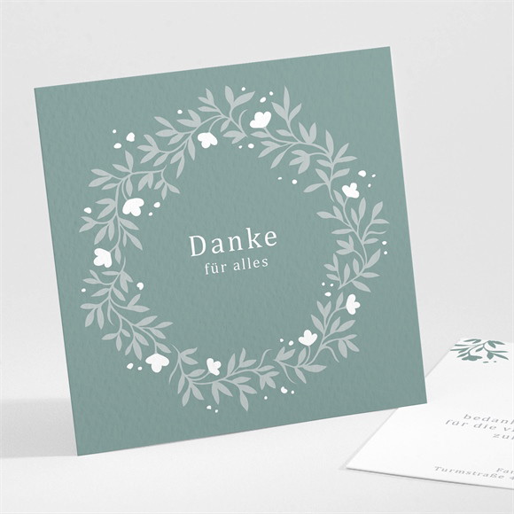 Dankeskarte Konfirmation Smaragder Blumenkranz ref.N301423