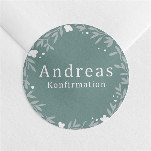 Aufkleber Konfirmation Smaragder Blumenkranz ref.N3601210