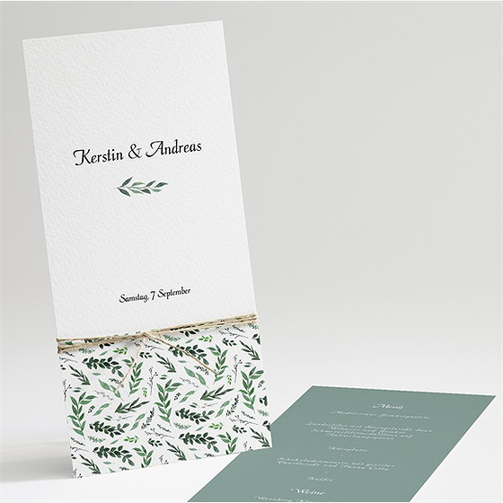 Menükarte Hochzeit Blätterband