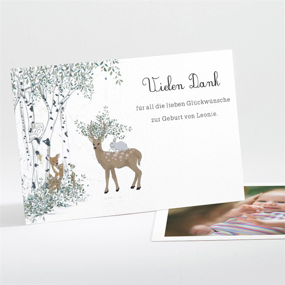Dankeskarte Geburt Waldlichtung ref.N111291