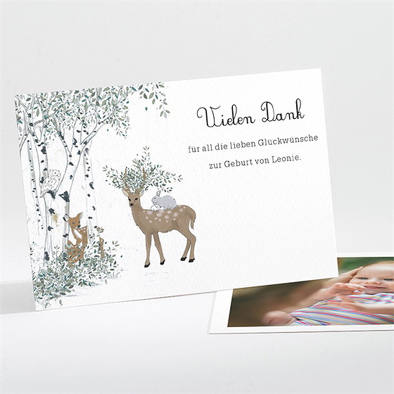Dankeskarte Geburt Waldlichtung