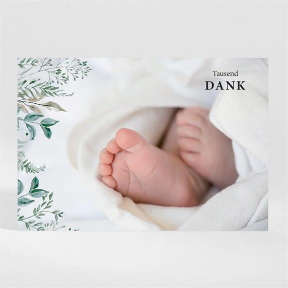 Dankeskarte Geburt Aquarellblätter ref.N11063