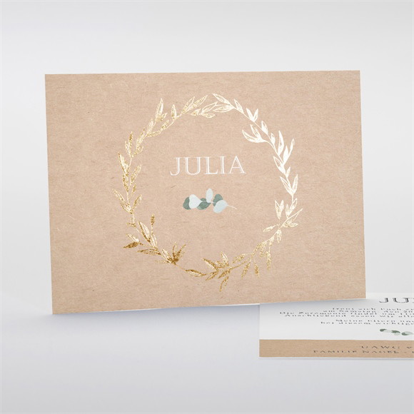 Einladung Konfirmation Goldkranz und Kraftpapier ref.N181148