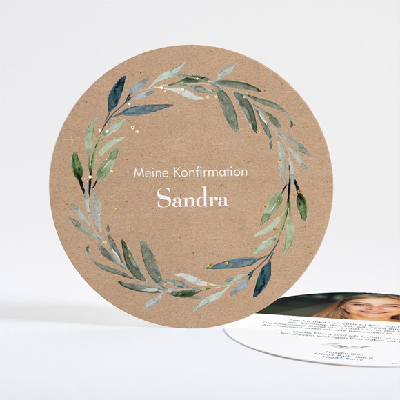 Einladung Konfirmation Blätterranke Kraftpapier ref.N321170