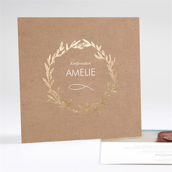 Einladung Konfirmation Luxuriöser Goldkranz ref.N351339