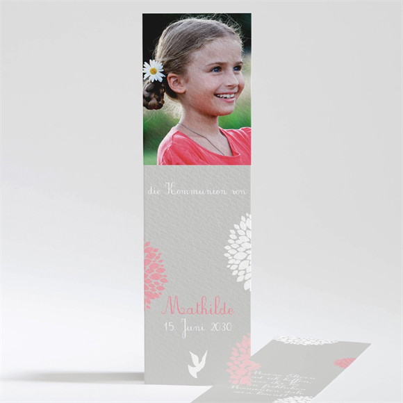 Andenken Kommunion Taube mit Blumen ref.N201288