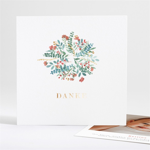 Dankeskarte Geburt Blumenstrauß - Gold ref.N351211