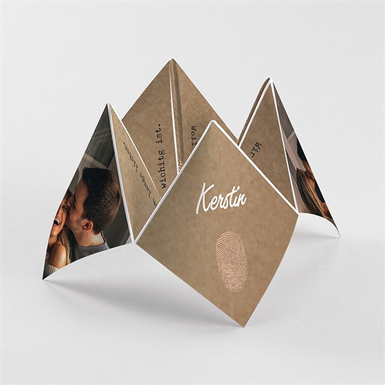 Hochzeitseinladung Herzabdruck - Origami