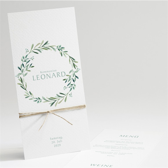 Menükarte Kommunion Blätter und Vergoldung ref.N221201