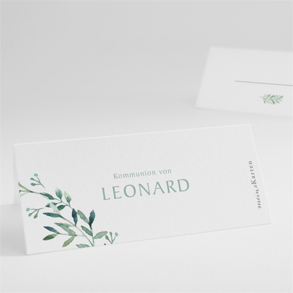 Tischkarte Kommunion Blätter und Vergoldung ref.N440841