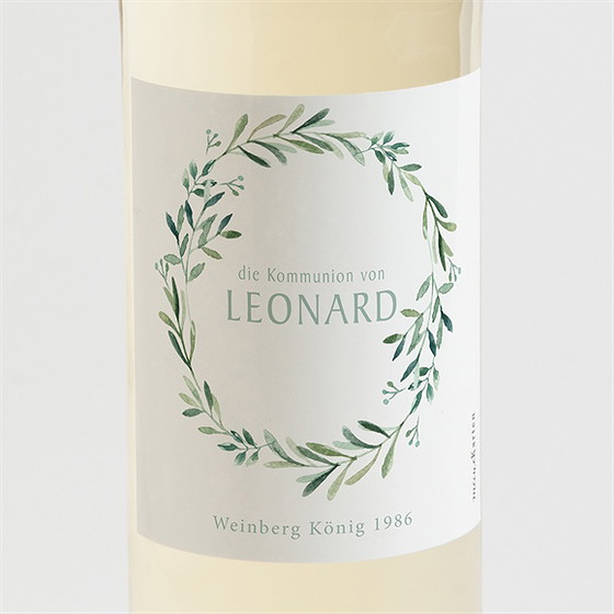 Flaschenetikett Kommunion Blätter Und Vergoldung