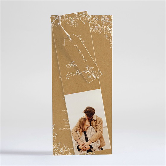 Hochzeitseinladung Weiße Blüten - Dreiteilig