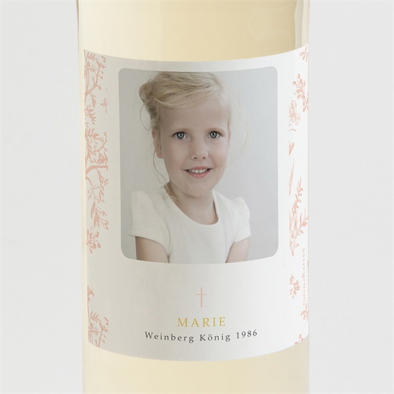 Flaschenetikett Kommunion Pflanzendrucke