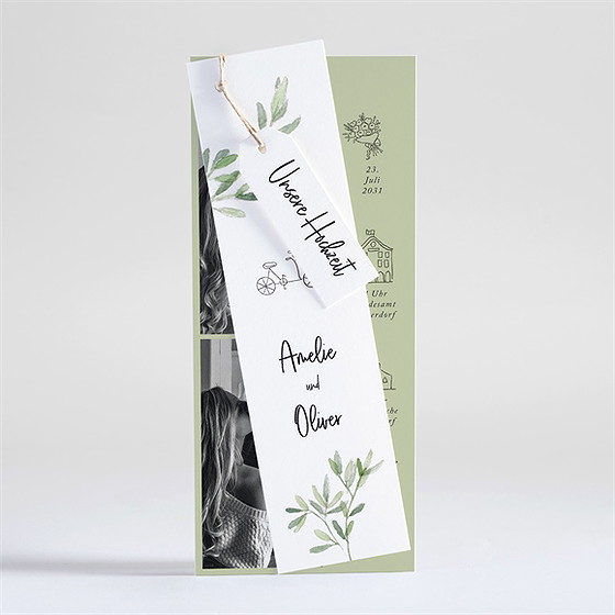 Hochzeitseinladung Olivenbaum - Dreiteilig