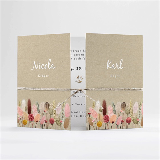 Hochzeitseinladung Feldblumenstrauß - Doppelklapp