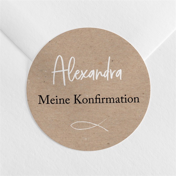 Aufkleber Konfirmation Ichtus auf Kraftpapier ref.N3601288