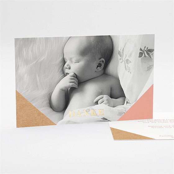 Dankeskarte Geburt Entdeckung In Pastell - Gold