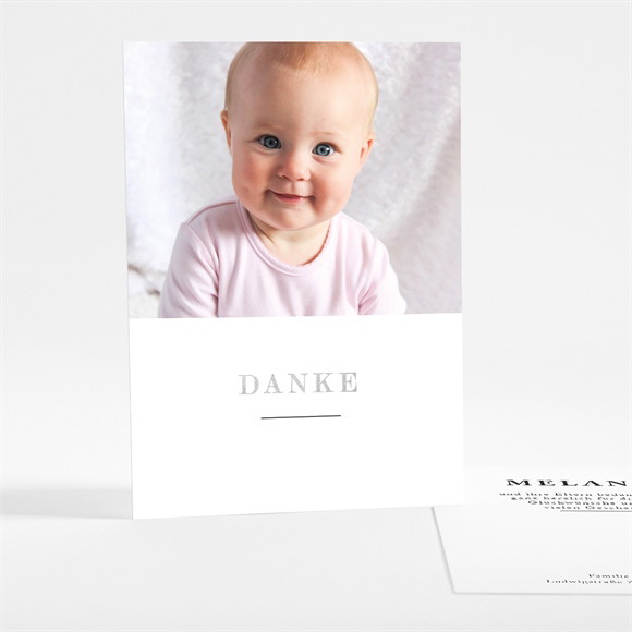 Dankeskarte Geburt Edel & schlicht - Silber ref.N28112