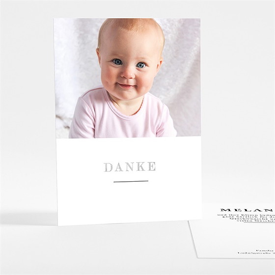 Dankeskarte Geburt Edel & Schlicht - Silber