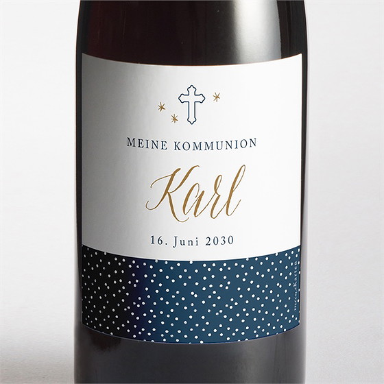 Flaschenetikett Kommunion Sternenhimmel