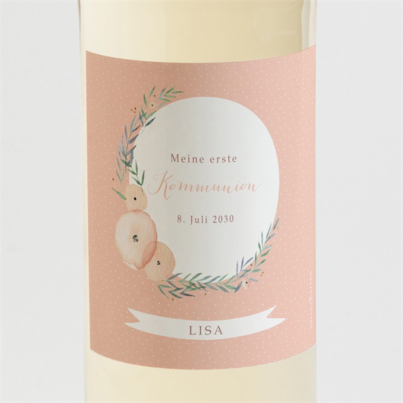 Flaschenetikett Kommunion Zartes Rosa ref.N3001844