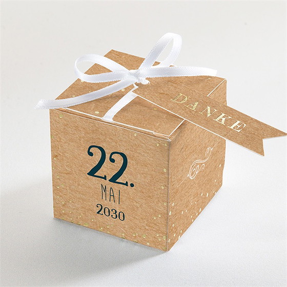 Geschenkbox Kommunion Kraftpapierillustration - Gold